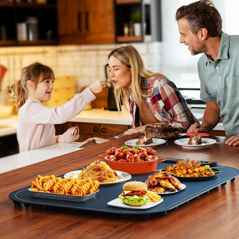 99H 8 Settings, Warming Mat for Food, Voriah Electric Warming Tray with Timer & Temperature Foldable Food Warmer