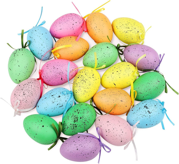 Elcoho 20 Pieces Multicolored Spotted Easter Egg Hanging Ornaments, Decor for Home Office Party Supplies Gifts