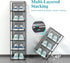 Kuject Large Shoe Organizers, 12 Pack Clear Plastic Stackable Storage Boxes with Lids, Under Bed Shoe Containers, Fit