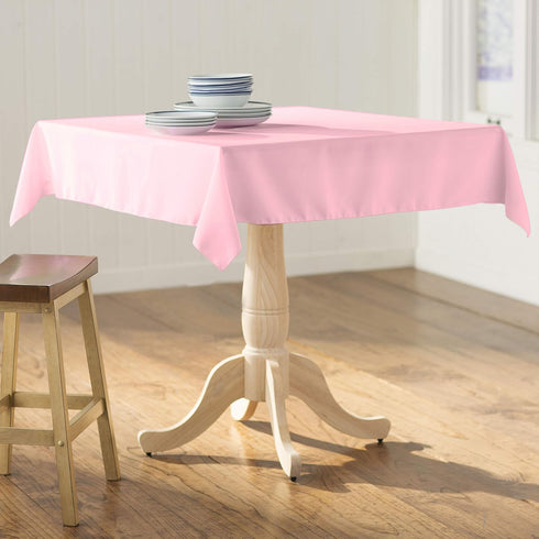LA Linen Polyester Poplin Washable Square Tablecloth, Stain and Wrinkle Resistant, 58x58 Inch, Pink Light