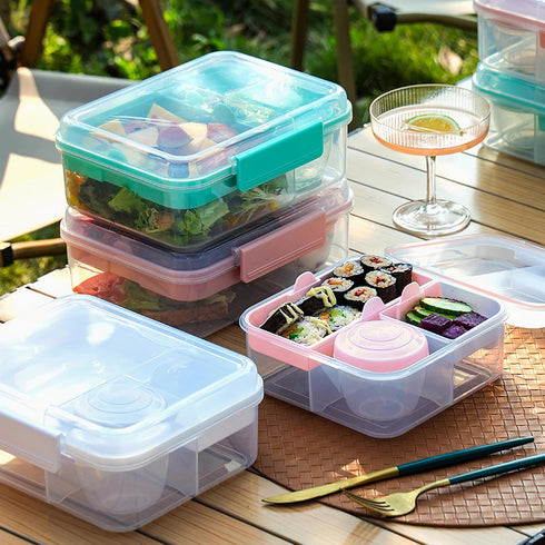 43-oz 5-oz Finorder Light Pink Portable Bento Lunch Box with Handle, BPA Free Snack Food Container for Picnic Work