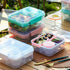 43-oz 5-oz Finorder Light Pink Portable Bento Lunch Box with Handle, BPA Free Snack Food Container for Picnic Work