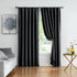 Treatmentex Black Pom Pom Blackout Curtains Set, 45" Half Window Drapes for Small Basement Laundry, 2 Panels Rod Pocket