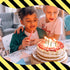 PEUTIER 12pcs Construction Birthday Candles, Yellow and Black Striped Charm Candle Construction Themed Birthday Candles