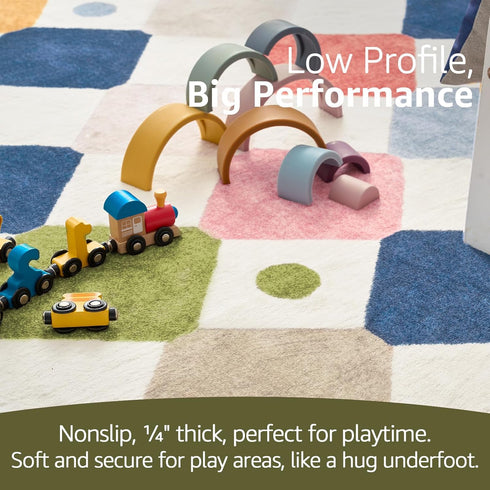 jinchan 4ft Macy Round Rug for Kids Room Modern Colorful Checkered Diamond Nursery Rug Indoor Washable Soft Non Slip