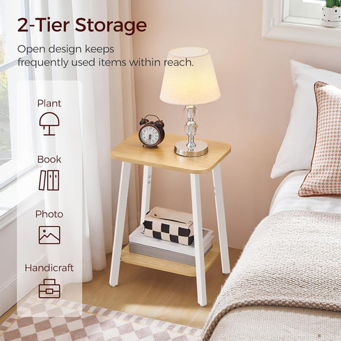 2-Tier ETBN4701 MAHANCRIS Side Table, Small Rectangular End Table with Storage Shelf, Bedside Table Sofa Couch Table