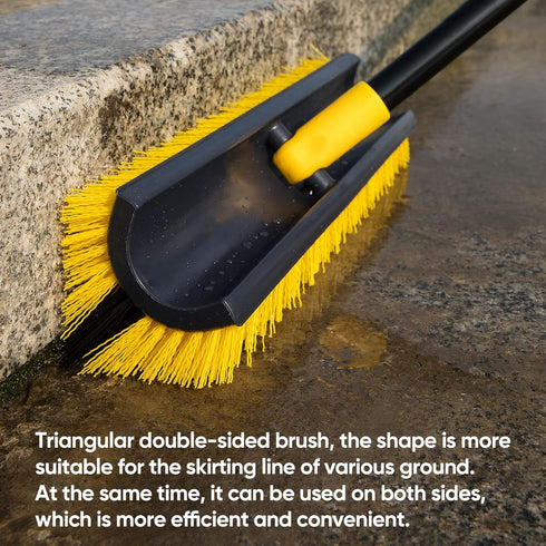 Yocada Double-Sided Floor Scrub Brush, Heavy Duty Triangle Brush for Cleaning Patio Bathroom Garage