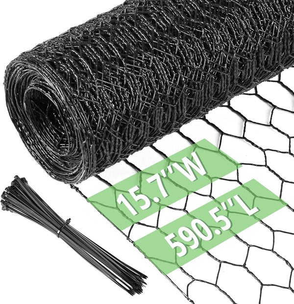Miuwauer Chicken Wire 15.7 in x 590.5 in Poultry Wire Netting Hexagonal Galvanized