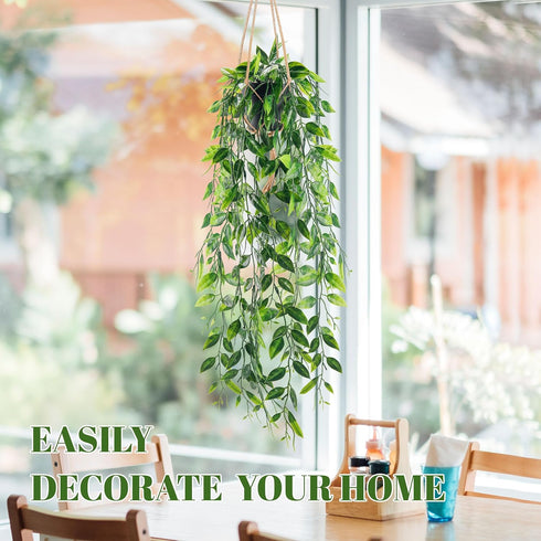 1Pcs Der Rose Small Fake Hanging Plants Artificial Pea Pod Faux Hanging Plants Indoor for Home Room Shelf Bookshelf