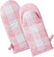 DII Buffalo Check Kitchen Collection, Classic Farmhouse Kitchen Set, Oven Mitt, Pink & White