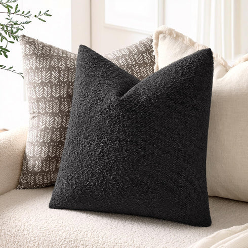 Pack 2, 18 18 Inch, Cozy EMEMA of x Textured Boucle Throw Pillow Covers Soft Accent Solid Cushion Cases Decorative