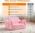2-in-1 1-3 MeMoreCool Glowing Pink Rainbow Kids Chair, Glow-in-the-Dark Kids Couch Fold Out Sofa for Girls, Comfy Plush