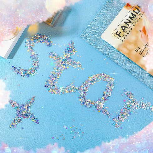 60 G Holographic Star and Moon Glitter Confetti, Iridescent Table Metallic Glitter Foil Sequin for Wedding Party DIY