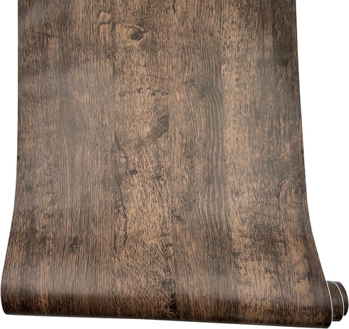 Yifely Retro Brown Wood Grain Self-Adhesive PVC Shelf Drawer Liner Sticker 17.7 Inch by 9.8 Feet
