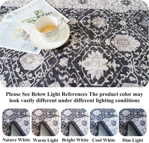 5x7 (5x7 Living Room Area Rugs: Washable Non-Slip Stain Resistant Rug for Bedroom Dining Room Vintage Ultra Soft Indoor