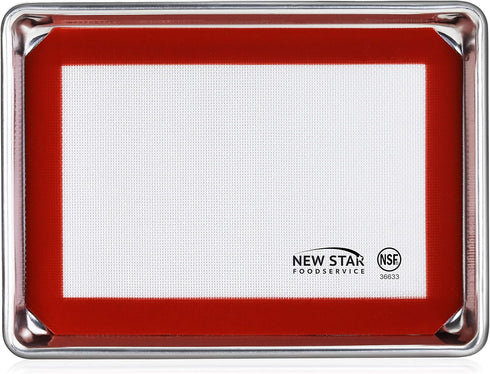 New Star Foodservice Commercial-Grade Aluminum Sheet Pan & Silicone Baking Mat Set, 9" L x 13" W