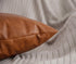 Faux Leather Throw Pillow Covers, Set of 2, 16x16 inch, Thick Cognac Brown Decorative Cushion Cases