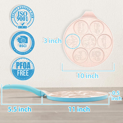 Dinosaur Egg Pan, 7-Cup Nonstick Omelette Skillet for Pancakes, Eggs, Crepes, Breakfast Pancake Maker