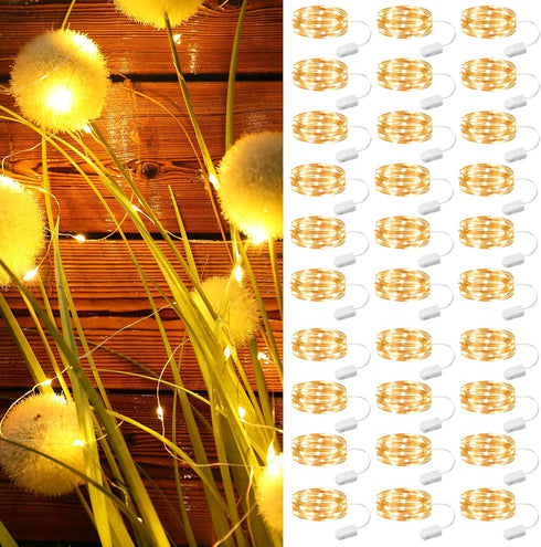 ZSJWL 30 Pack Fairy Lights Battery Operated Warm White,7Ft 20LED Mini String