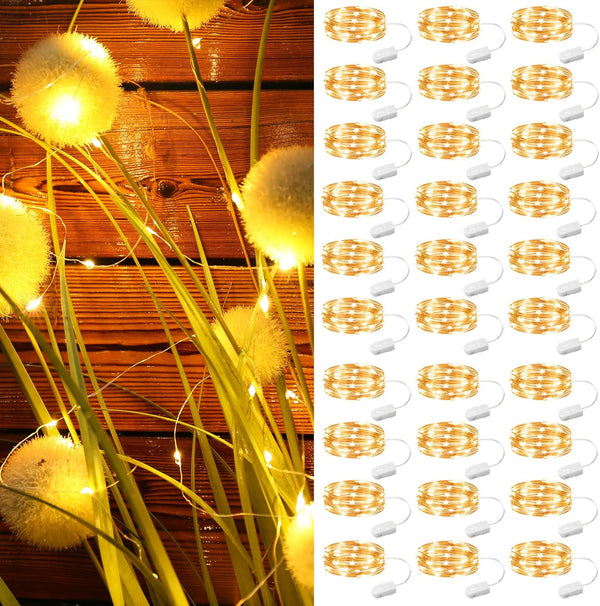 ZSJWL 30 Pack Fairy Lights Battery Operated Warm White,7Ft 20LED Mini String