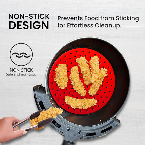 Reusable Air Fryer Liners 3 Pack - 8" Round Silicone Liners for 5-7QT Fryers, Easy to Clean Non-Stick Parchment Paper