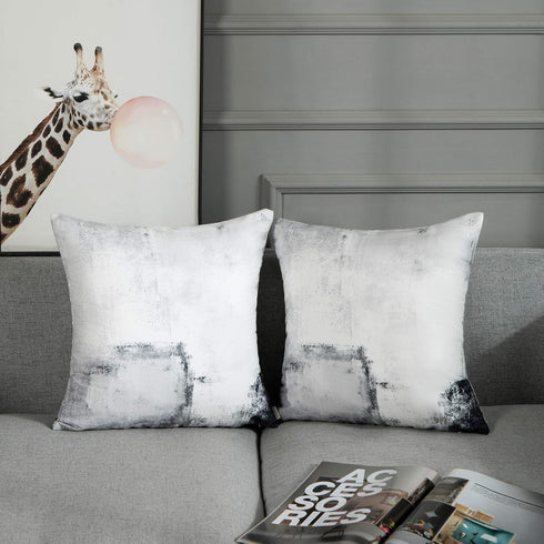 Britimes Set of 2 Throw Pillow Covers 18 x 18 Inches - Modern Abstract Oil Painting Decorative Cases for Home