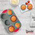 Boxiki Kitchen Non-Stick Steel Muffin Pan, 6 Cup with Silicone Handles and Reusable Liners