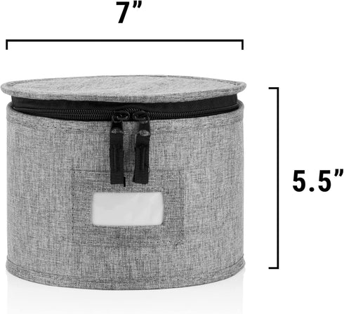 China Storage Container for Saucer, Bowls, and Appetizer Plates - 7" W x 5.5" H - Includes 12 Felt Dividers - Stackable with Hard Shell and Interior Quilted Padding by STOZU