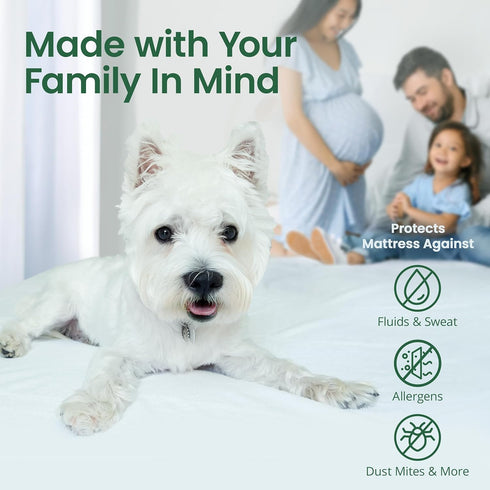 SafeRest Sleepure Waterproof Mattress Protector Full Size - Viscose Derived from Bamboo - Fitted with Stretchable