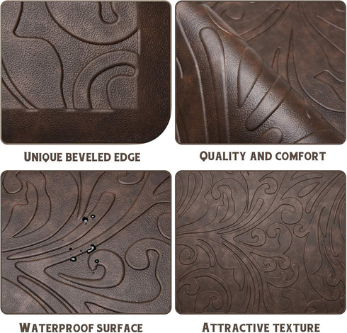 KMAT Kitchen Mat, Cushioned Anti-Fatigue Waterproof Non-Slip Ergonomic Comfort Floor Mat Rug, 30"(L) x 20"(W), Brown