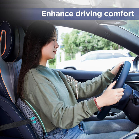 Lumbar Support Pillow for Office Chair, Memory Foam Back Cushion for Car, Lower Back Pain Relief with Adjustable Straps