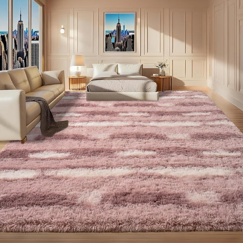 5x7 Feet Area Rugs for Living Room Bedroom,Pink and White Machine Washable Soft Fluffy Shaggy Indoor Rug, Floor Carpet