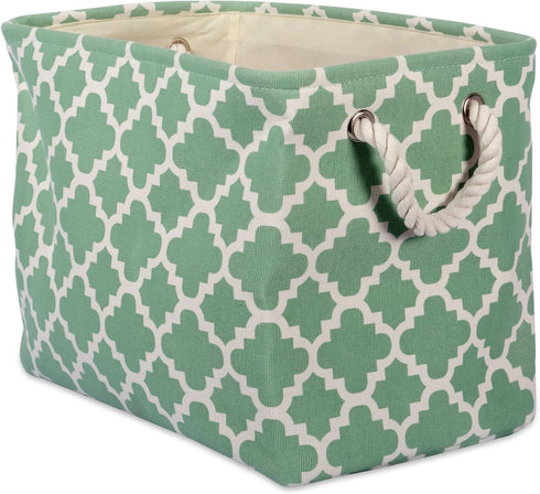DII Polyester Container with Handles - Lattice Storage Bin, Medium, Bright Green