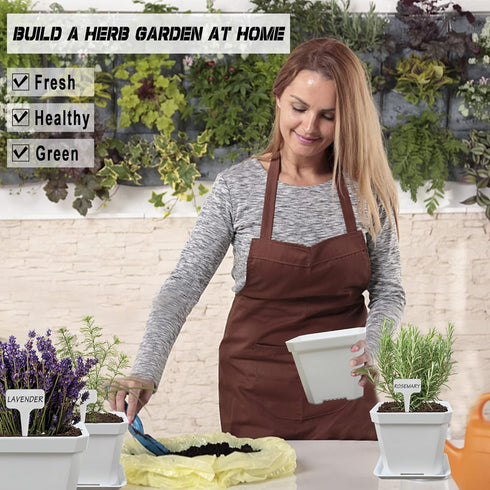 10 Set Meekear Herb Seeds Garden Starter Grow Kit with White Pots, Markers, Nutritional Soil, Watering, Herb Clipper