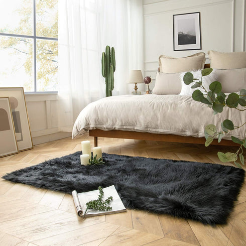 Ashler Faux Fur Rug, Fluffy Shaggy Area Rug, Ultra Soft 3 x 5 Feet Rectangle for Nursery, Kids Room, Living Room
