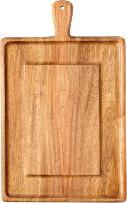 Charcuterie Board - Acacia Wood Cutting Board for Kitchen with Groove & Handle, Cheese Board for Vegetables, Bread