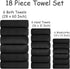 18 Set-6 Sheets,6 Towels,6 Set Pcs Black Woven Family Towels Bath Hand Washcloths Soft Polyester Towels Absorbent