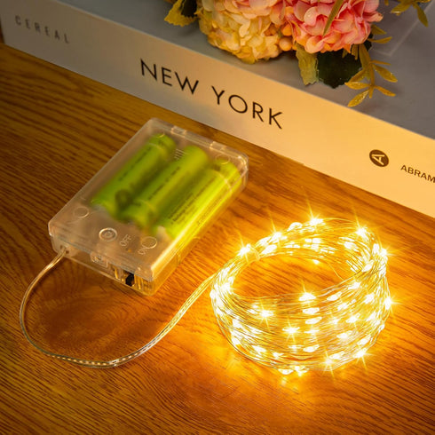 2 Pack 33FT 100 Fairy Lights Battery Operated, LEDs Mini Battery Powered String Lights, Waterproof Copper Wire Twinkle