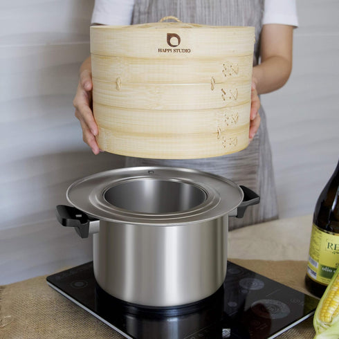 Steamer Ring Stainless Steel Adapter for 8 to 11inch Bamboo Steamer Baskets, Stainless Steel Ring Only