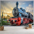 DYNH Steam Train Tapestry, Old Engine Train on Railroad Track Tapestries,Natural Scenery