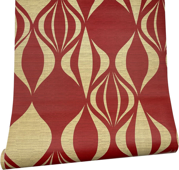 Yifely Red Geometric Design Self-Adhesive Shelf Liner, 17.7 Inch by 9.8 Feet
