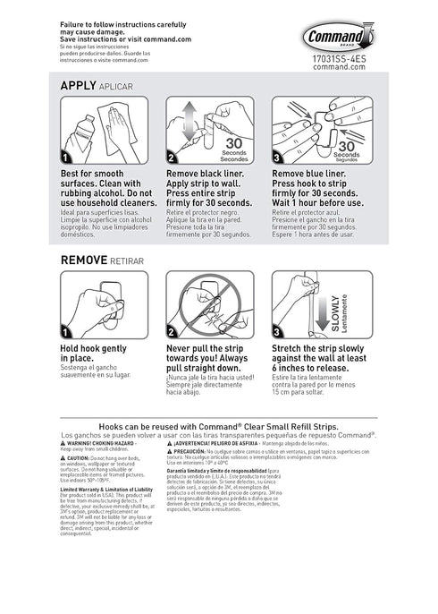 Command Small Stainless Steel Metal Hooks, 8 Hooks with 10 Command Strips, Holds up to 0.5 lb