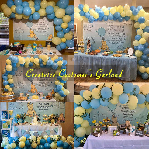 Pastel Balloon Garland Arch Kit with 100 pcs Blue and Yellow Balloons, DIY Decorations for Baby Shower, Wedding,