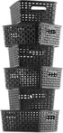 Set of 6 Plastic Storage Baskets - Small Pantry Organizer Bins with Cutout Handles for Kitchen and Home Organization