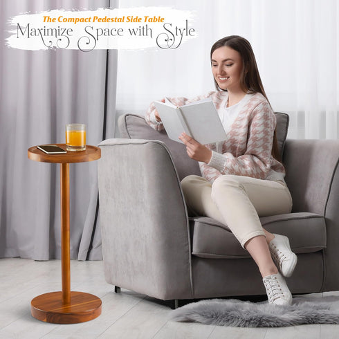 22" (1, BLUEWEST Drink Table, Tall Compact Side Table with Phone Slot and Weighted Base, Durable Pedestal Table Accent