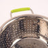 Stainless Steel Deep Colander, 2.5 Quart Micro-perforated Food Strainer with Green Silicone Handles for Draining Pasta