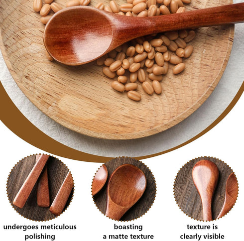 HANSGO 12PCS Dark Brown Small Wooden Spoons, 5 Inches Honey Spoon for Tea, Coffee, Jam, Bath, Sugar, Salts, Spices