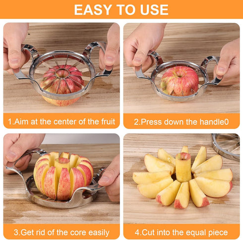 12 Apple Slicer with Blades Extra Large Heavy Duty Stainless Steel Apple Corer, Dishwasher Safe Easy to Use Sharp Apple