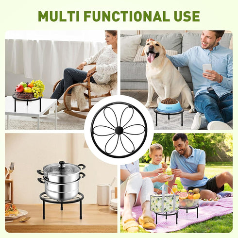 2 Pack 7.8" ESRICH Metal Plant Stand Indoor , Black Plant Stands Outdoor, Rustproof Round Heavy Duty Flower Pot Stand