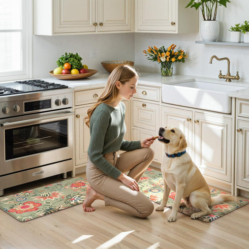 2 Sink,Laundry,Office(17''x29''+17''x47'') LEEVAN Anti Fatigue Mats for Kitchen Floor Piece,Cushioned Memory Foam Green